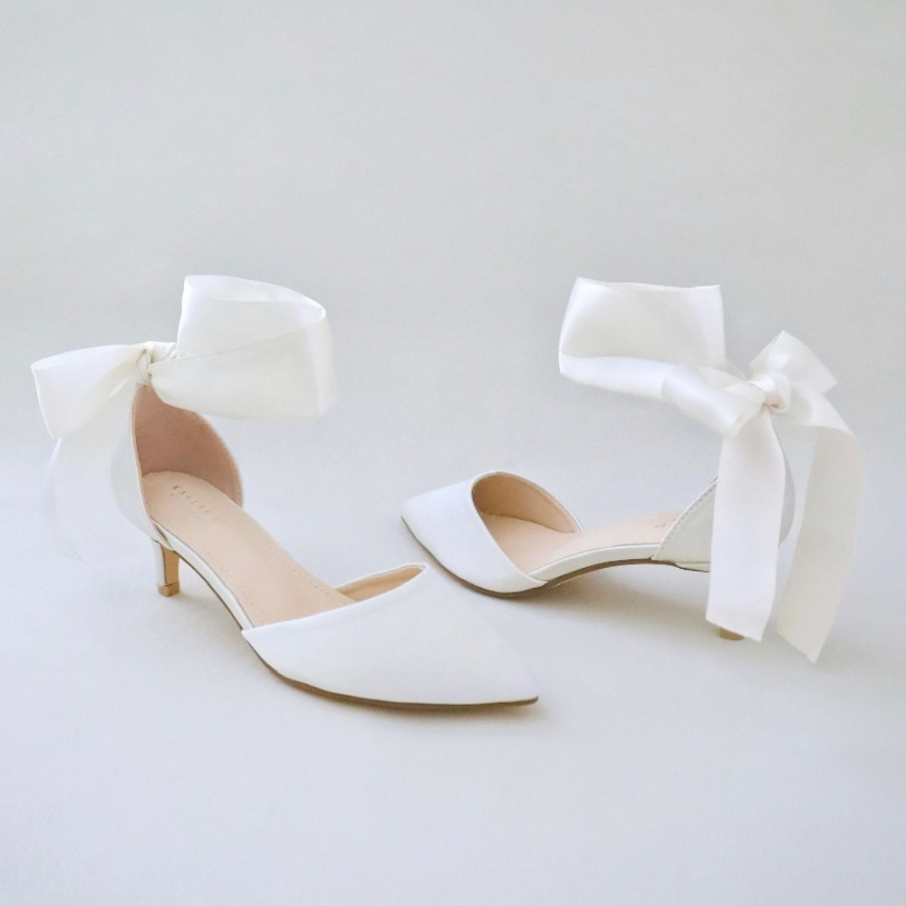 Ivory Pointy Toe Low Heels